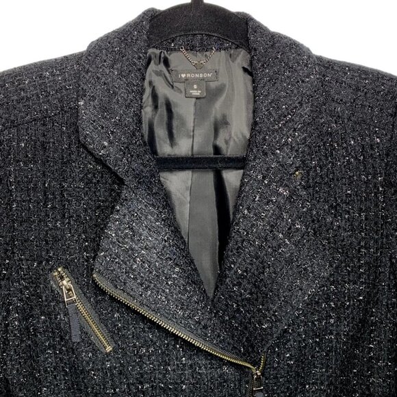 I HEART RONSON Metallic Tweed Biker Jacket - Picture 2 of 7